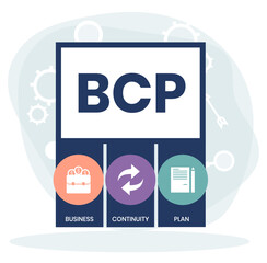 BCP - business continuity Plan. acronym business concept. vector illustration concept with keywords and icons. lettering illustration with icons for web banner, flyer, landing page