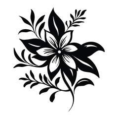 Elegant Black and White Floral Silhouette