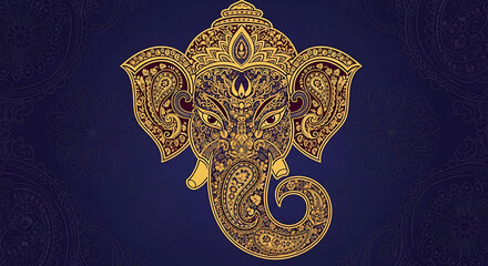 Vibrant Ganesha Symbol &ndash; Hindu Deity in Trendy Vector Style