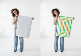 Mockup Of Woman With Customized Poster