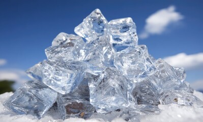 Obraz premium Frozen Water Crystals Beneath Sunny Skies