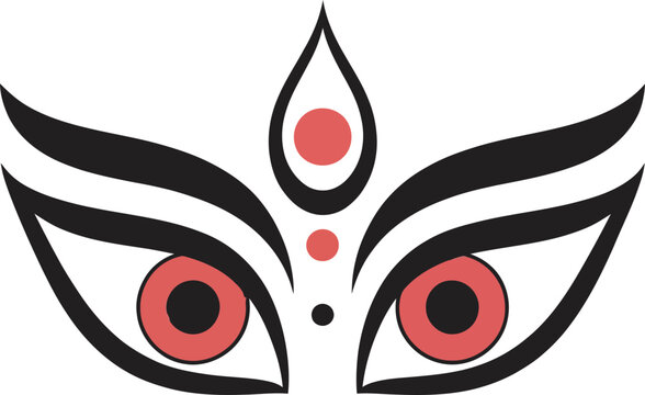 Abstract illustration of durga mata eyes symbol of protection and divine power