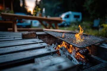 Peaceful Evening Gathering Around the Campfire Flames
