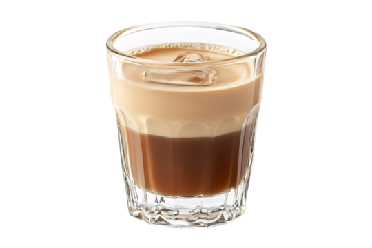 Isolated layered coffee drink with ice