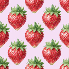 Strawberries Watercolor Strawberry Hand Painted Botanical Seamless Vector Pattern