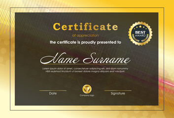 Certificate Of Achievement Award Template Design.
