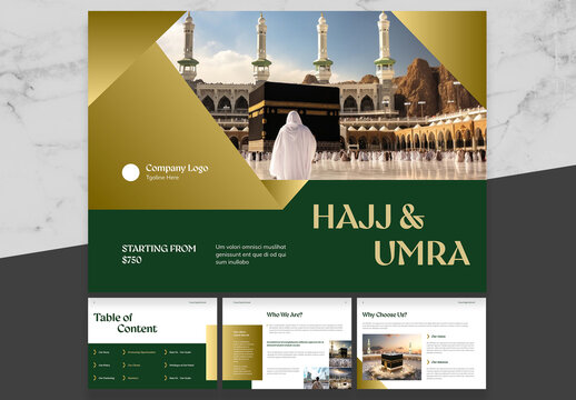 Gradient Gold And Green Hajj And Umrah Brochure 