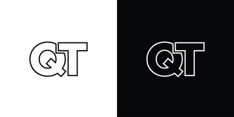 Letter Q and T, QT logo design template. Minimal monogram initial based logotype.