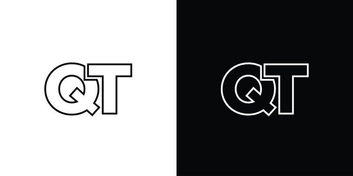 Letter Q and T, QT logo design template. Minimal monogram initial based logotype.