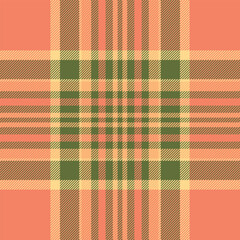 Detailed plaid pattern in orange, green, and brown. Use for backgrounds, textures, or a classic, vintage aesthetic in designs.