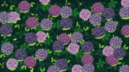 Hand Drawn Hydrangea Garden