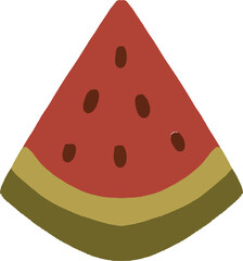 Hand-drawn watermelon slice illustration in earthy tones