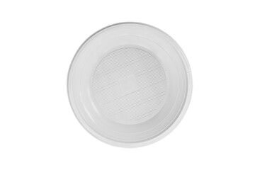 White plastic plate in PNG format with transparent background. Ideal design for graphics, mockups, advertising, packaging or eco-friendly content.