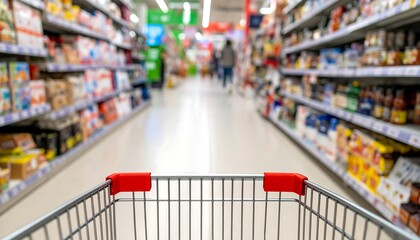 Supermarket aisle with shopping cart (1)