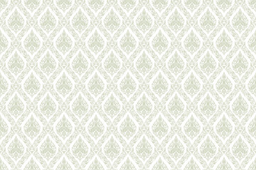 seamless traditional Thai art pattern in damask style motifs suitable for wallpaper, cloth, curtain, textile, tile, blanket and fabric design isolated illustration vector archive EPS file.
