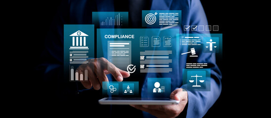 Compliance in business concept. Laws concept. Enforce laws, regulations and standards....
