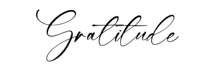One continuous line drawing typography line art of gratitude word writing isolated on white background. Vector Illustration . EPS 10 . 