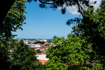 Famous park and rose garden in the winter town facing the Arcachon Bay