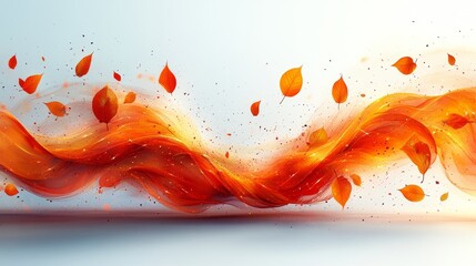 Abstract Autumn Swirl with Colorful Leaves and Warm Hues