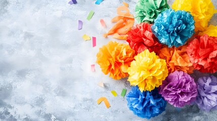 Colorful Paper Pom Poms Party Decoration Rainbow