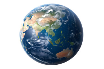Fototapeta premium Earth Globe Showing Asia and Australia on Transparent Background