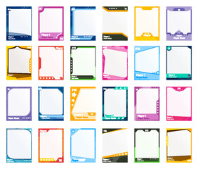 Game sports card template. A set of trading frames for football, basketball and hockey players. Vector illustration