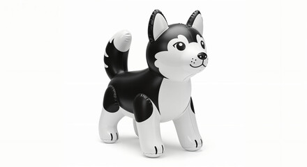 3d inflatable husky dog toy on white background, generative ai