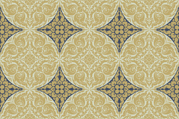 seamless traditional Thai art damask pattern motif suitable for wallpaper, textile, tile, clothing, curtain, blanket and fabric design isolated illustration vector archive EPS file.