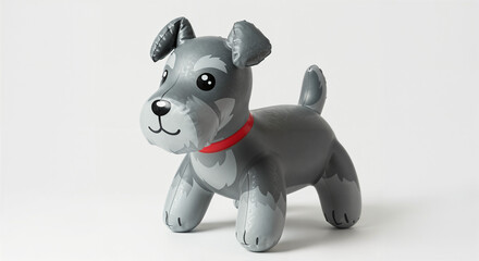 3d inflatable schnauzer dog toy on white background, generative ai.