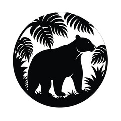 Sun Bear Jungle Vector Silhouette