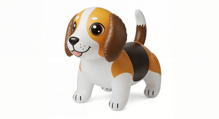 3d inflatable beagle dog toy on white background, generative ai.