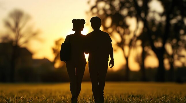 Silhouetted Couple LGBTQ+ Love at Sunset