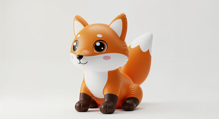 inflatable toy red fox isolated on white, generative ai