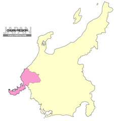日本地図 中部地方 福井県 県境無し 02
