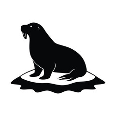 Walrus Ice Vector Silhouette