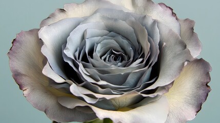 Closeup Grey Rose Flower Blossom, Soft Petals, Floral Macro Photography