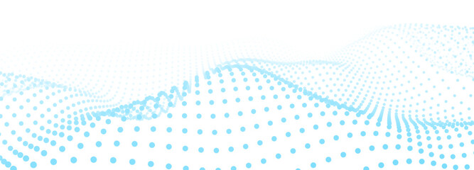 Abstract background of points. Blue wave. Cyber particles. Big data stream. Vector illustration