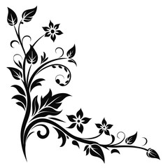 Corner floral design with leaves and flower vector graphic