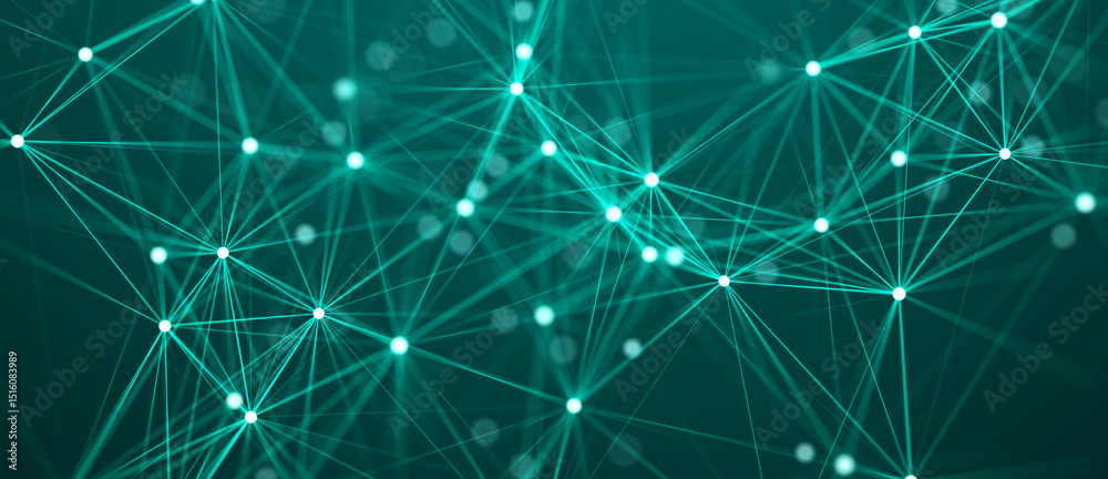Leinwandbilder Abstract digital background of points and lines. Glowing plexus. Big data. Network or connection. Abstract technology science background. 3d rendering