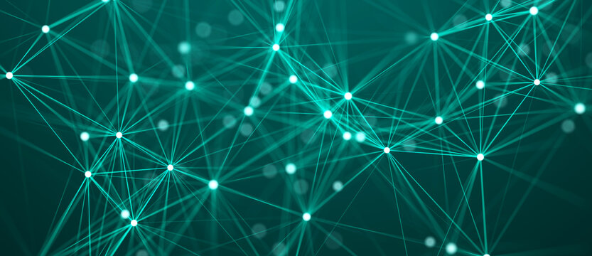 Abstract digital background of points and lines. Glowing plexus. Big data. Network or connection. Abstract technology science background. 3d rendering