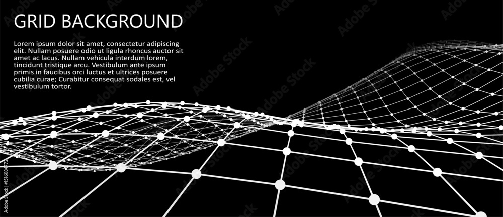 Leinwandbilder Vector perspective grid. Abstract gradient wave of lines. Big data. Digital background. Futuristic vector illustration.