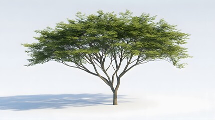 Lush Green Tree Isolated on White Background 3D Render
