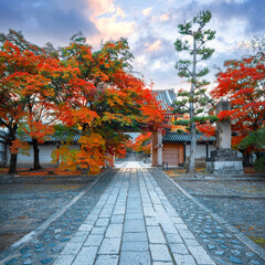  Shinnyodo or Shinshogokurakuji temple with beautiful autumn scenario in Kyoto, Japan