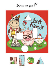 Cut and Glue Activity with Best Friends Farm Animals