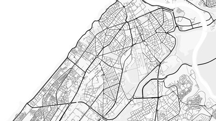 Obraz premium Rabat City Map. Minimalist black and white line art poster for printing, wallpaper, wall art for home and office decor