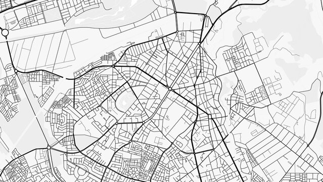 Fez City Map. Minimalist black and white line art poster for printing, wallpaper, wall art for home and office decor