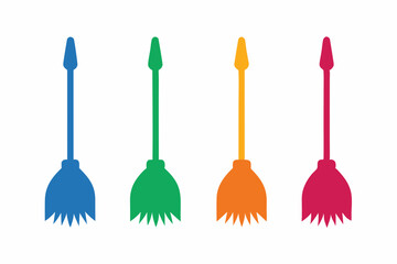 Naklejka premium set of Broom icon vector silhouette illustration isolated on white background