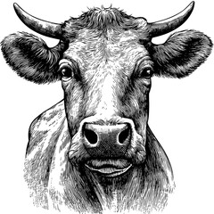 This set includes hand-drawn cow portraits, illustrating farming cattle for use in modern dairy and beef product designs
