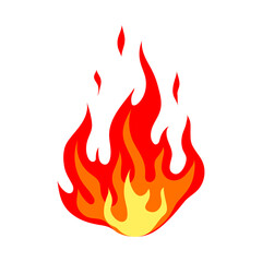 Illustration of stylized fire or flame. Burning red fire or bonfire.