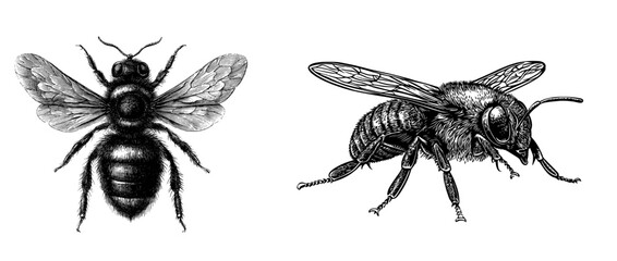A hand drawn vintage bee sketch forms a modern illustration